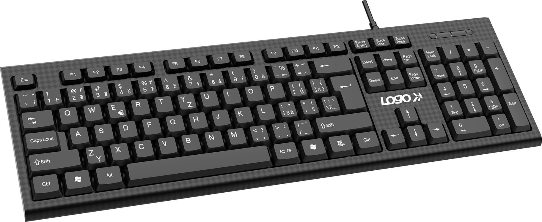 Tastierë Logo Cut II, me kabllo USB, layout CZ SK, e zezë