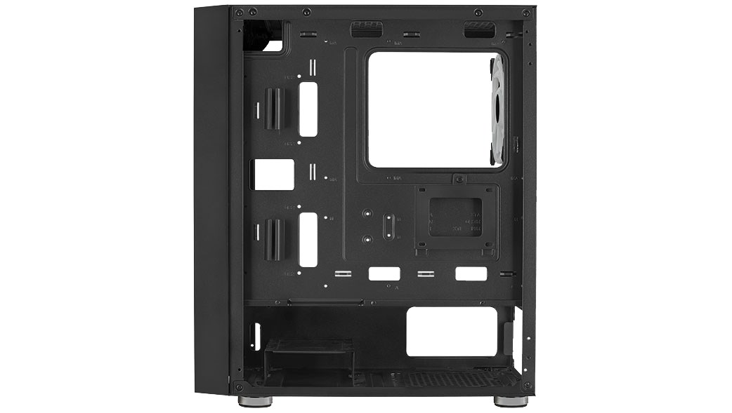 Kuti kompjuteri Aerocool Graphite FRGB, mid tower, panel xhami i temperuar, e zezë
