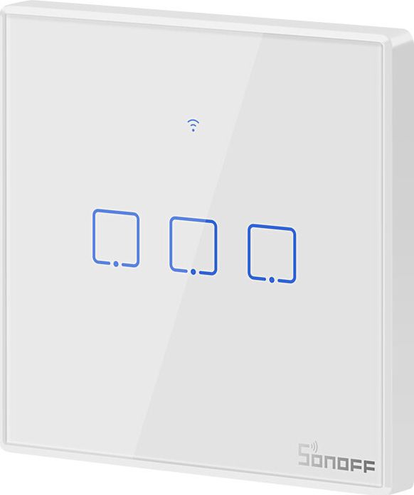 Ndërprerës inteligjent muri Sonoff TX, WiFi RF 433MHz, 3 kanale Touch, i bardhë