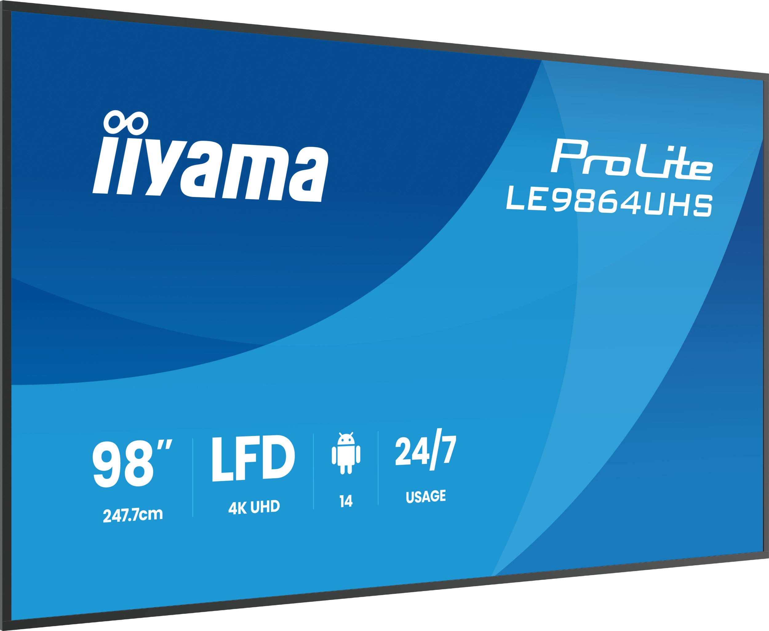 Екран за дигитално сигнализирање Iiyama LE9864UHS-B1AG, 98\", 4K Ultra HD, 500 cd/m², црн
