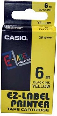 Shirit etiketimi Casio XR-6YW1, 6 mm, bojë e zezë sfond i verdhë