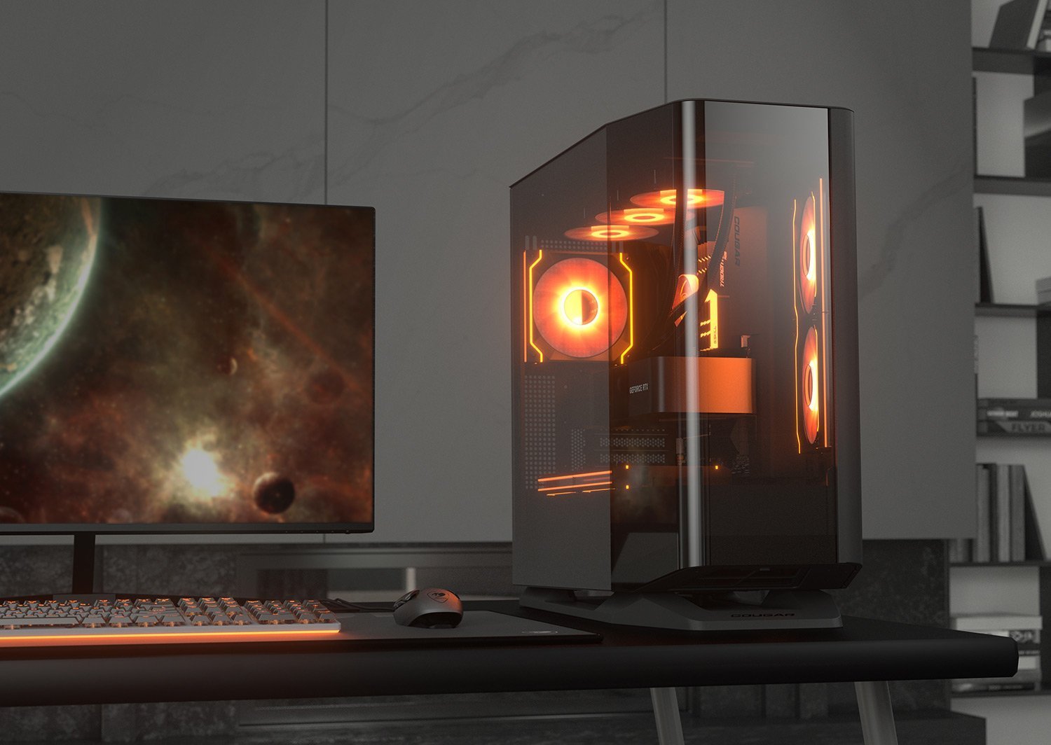 Kuti PC Cougar FV270, ATX Micro ATX, xham i temperuar, e zezë