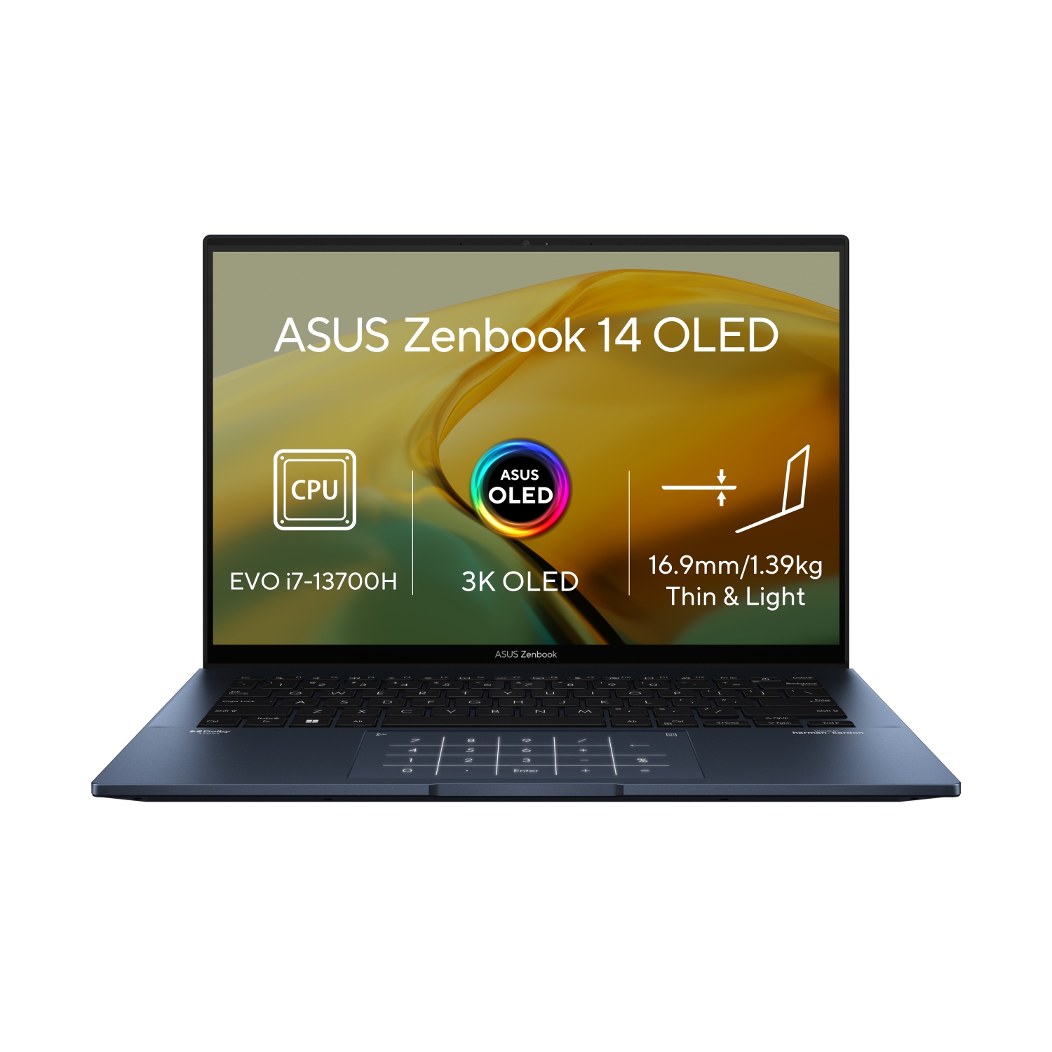 Laptop ASUS Zenbook 14 OLED UX3402VA, 14", FHD+, Intel i7-13700H, 16GB RAM, 1TB SSD, Intel Iris Xe Graphics, i kaltër