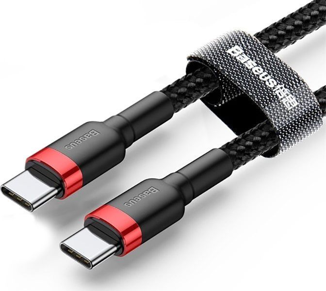 Kabllo USB Baseus Cafule, 2x USB-C, 3A, QC, PD, 2m, e zezë / kuqe