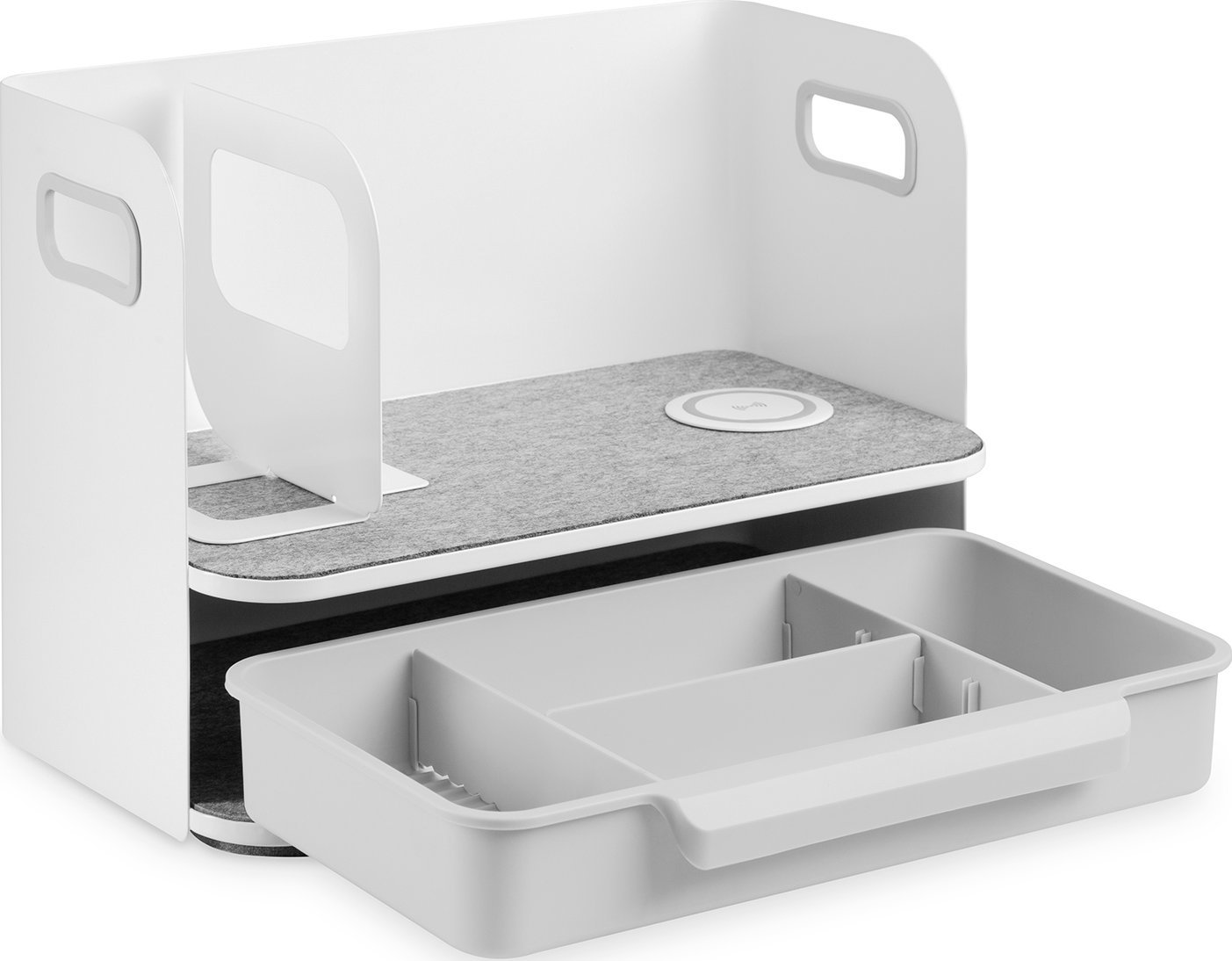 Organizues tavoline Digitus DA-90442, me karikues wireless Qi, i bardhë gri