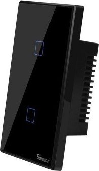 Çelës inteligjent muri Sonoff T3US2C, 2 kanale, Wi-Fi, i zi