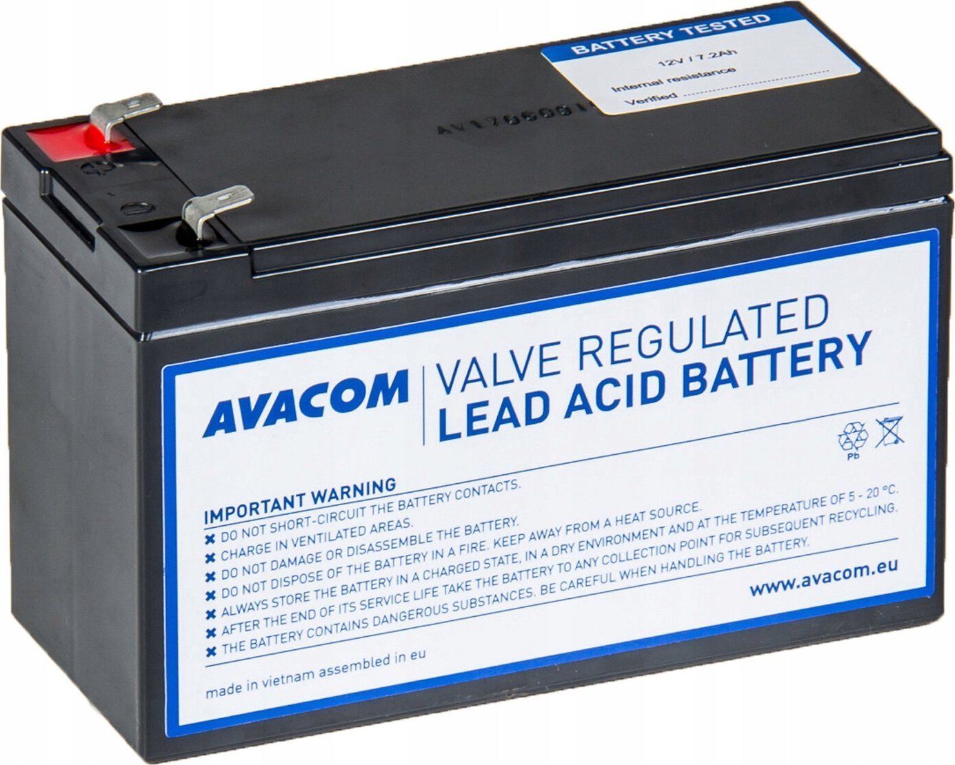 Bateri UPS AVACOM AVA-RBP01-12072-KIT, VRLA, zëvendësuese, e zezë