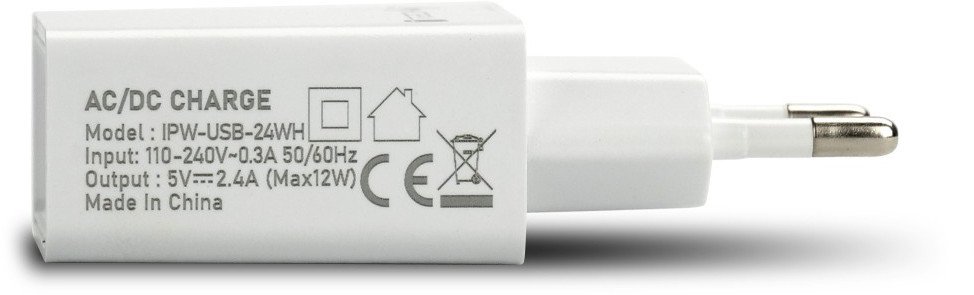Karikues muri Techly USB A, 5V 2.4A 12W, i bardhë