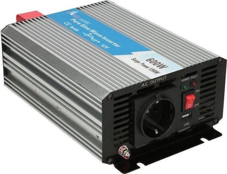 Konvertues tensioni Extralink OPIP-600W, 12V në 230V, 600W, valë sinusoidale e pastër, i zi