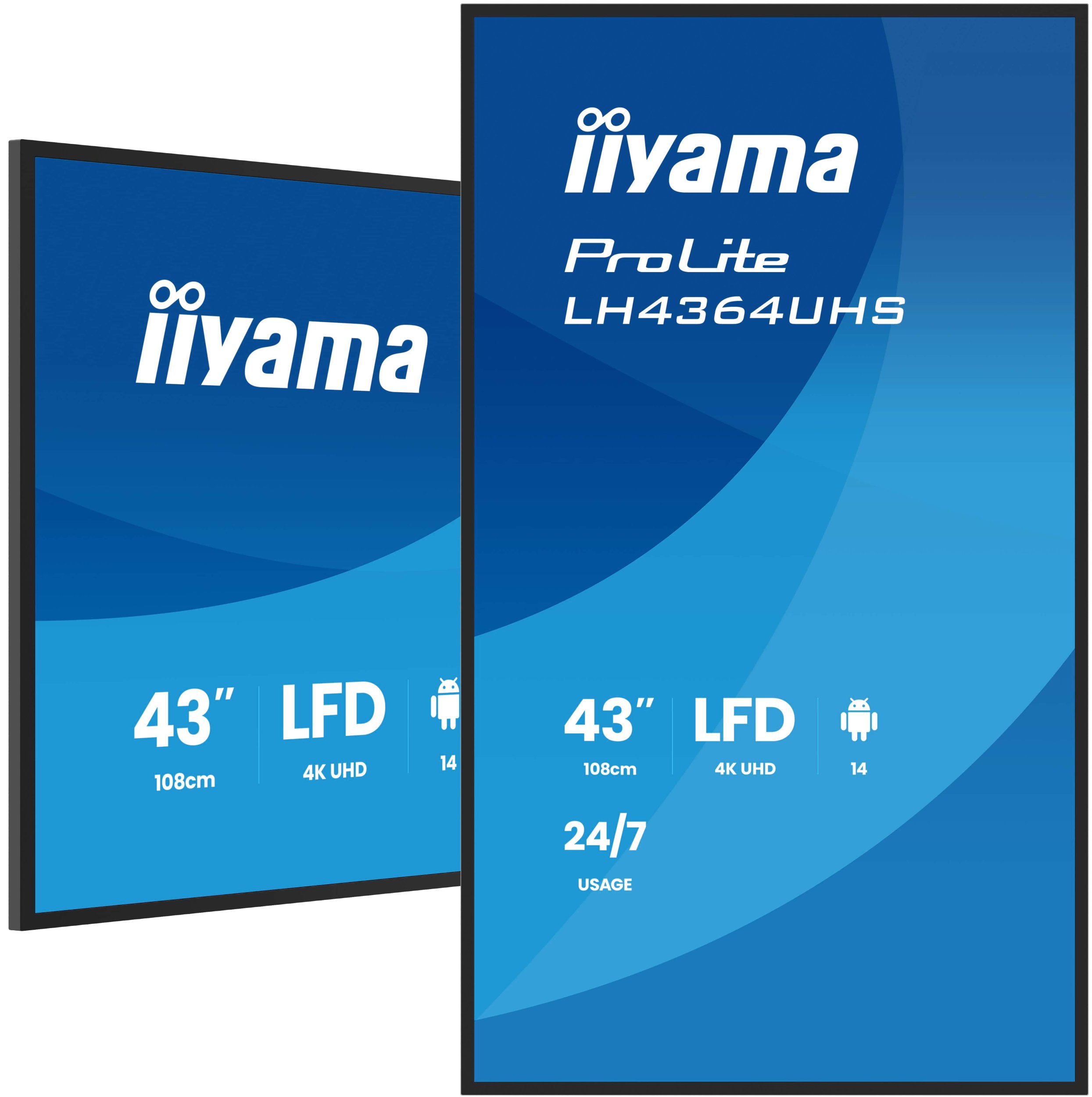 Monitor profesional Iiyama LH4364UHS B1AG, 43", 4K UHD, 500 cd m², i zi