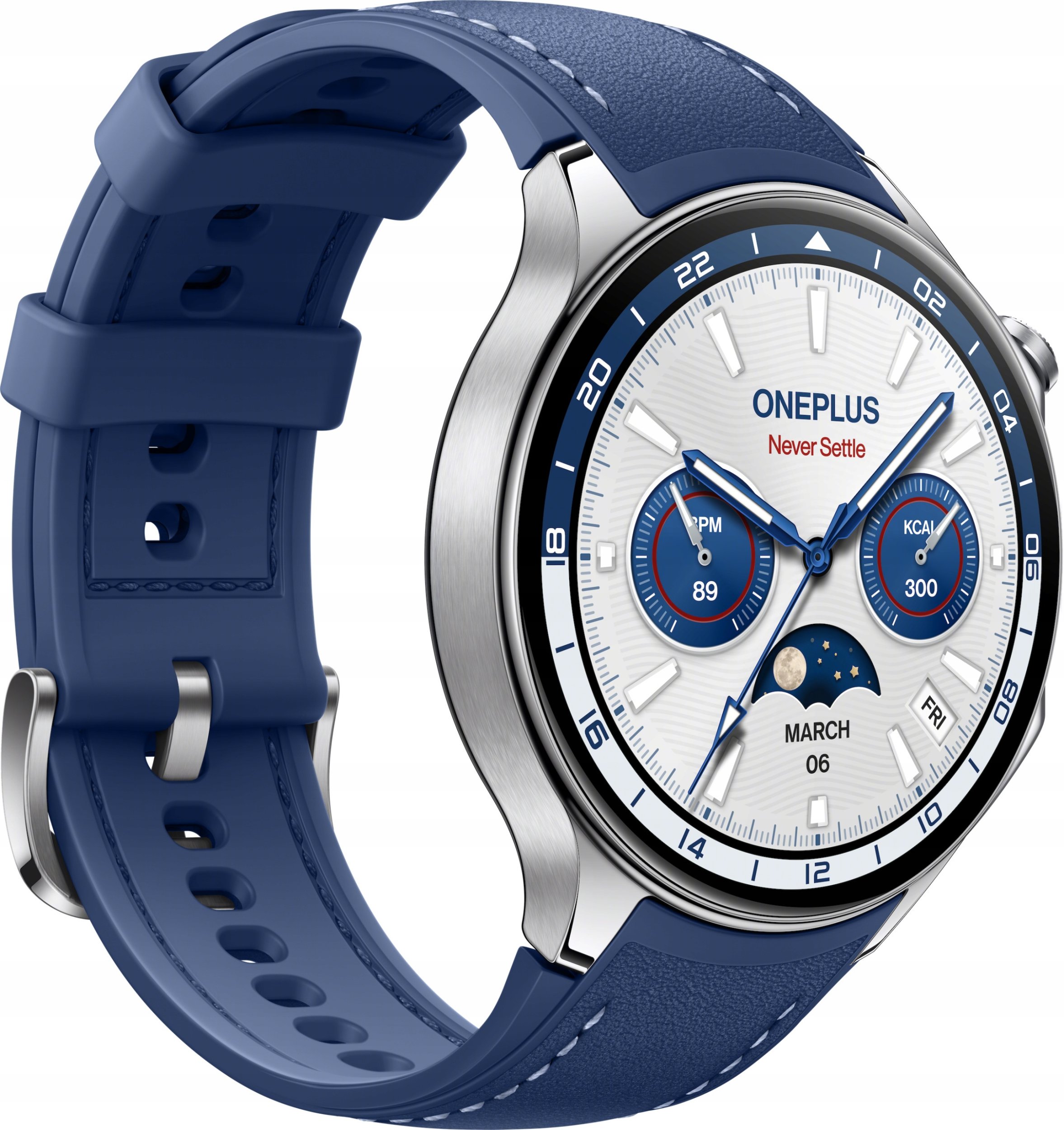 Ora inteligjente OnePlus Watch 2 Nordic Blue Edition, xham safiri, blu