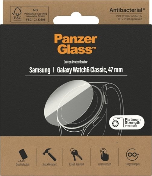 Xham mbrojtës PanzerGlass Samsung Galaxy Watch6 Classic 47mm, xham i temperuar, transparent