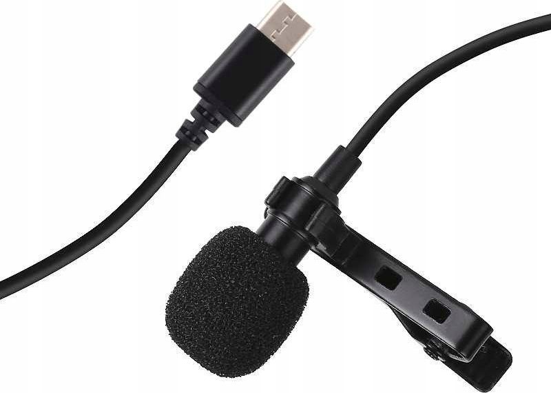 Mikrofon lavalier Puluz PU425, USB C, me kondensator, i zi
