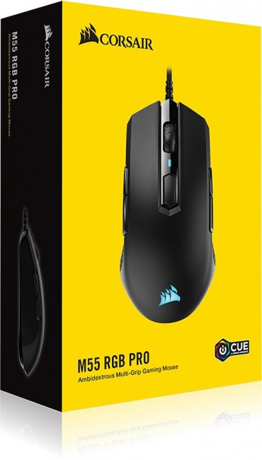 Гејмерски глушец Corsair M55 RGB PRO, 12400 DPI, USB, црн
