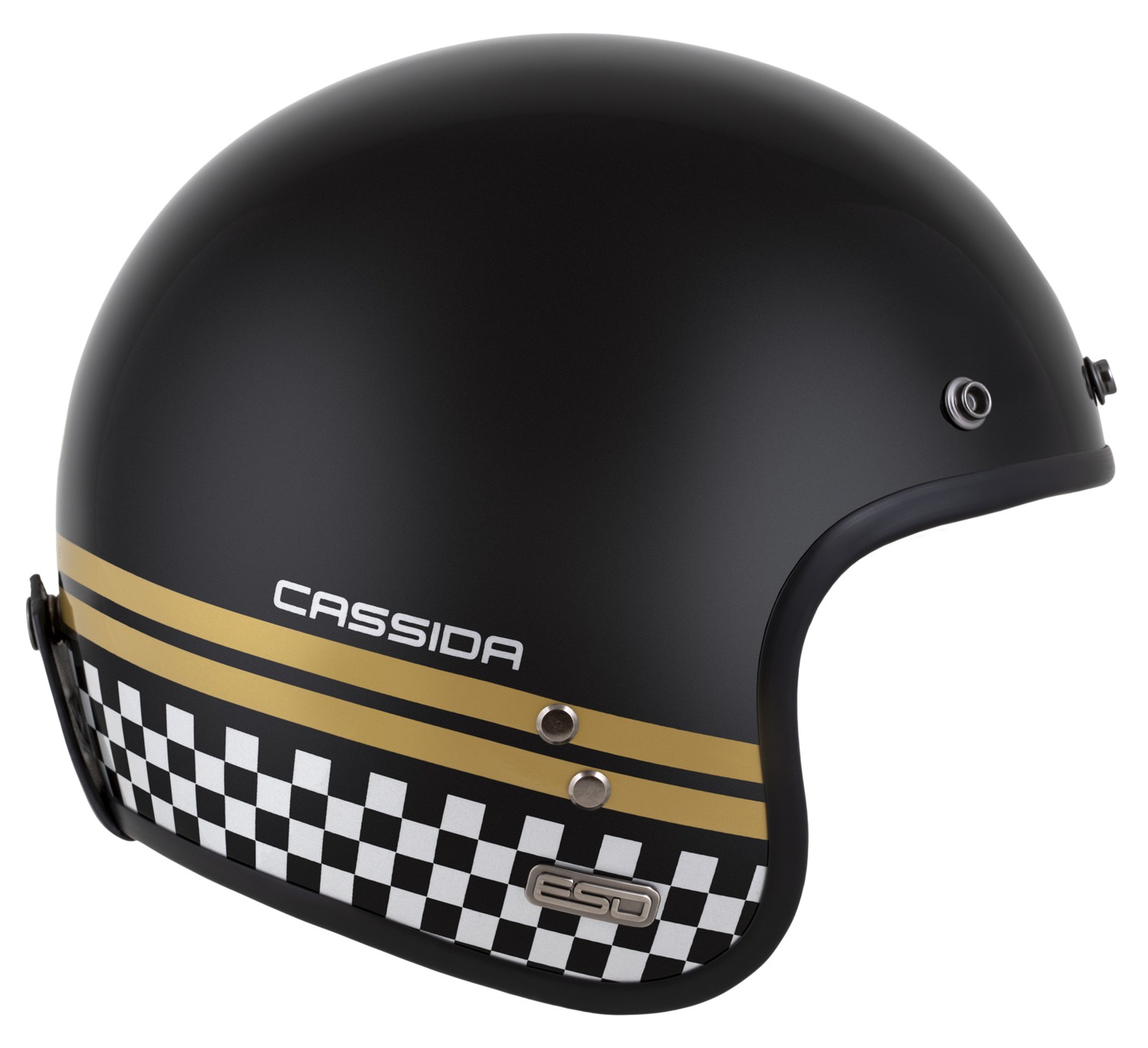 Helmetë moto CASSIDA ESO Forty Nine, fiberglass, ECE 22.06, e zezë perlë ar gri