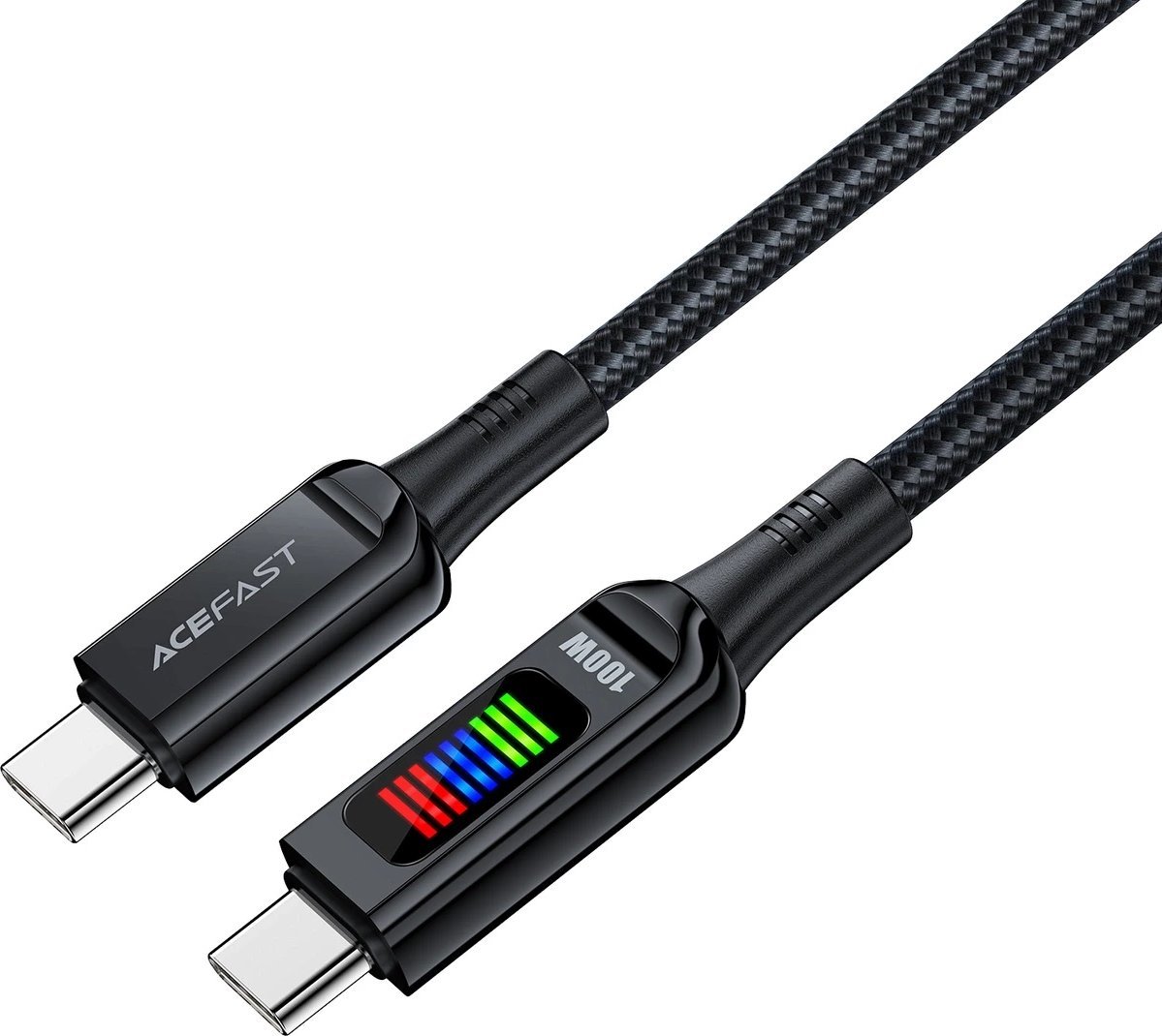 Kabllo karikimi ACEFST USB C në USB C, 100W 5A, ekran LED, e bardhë