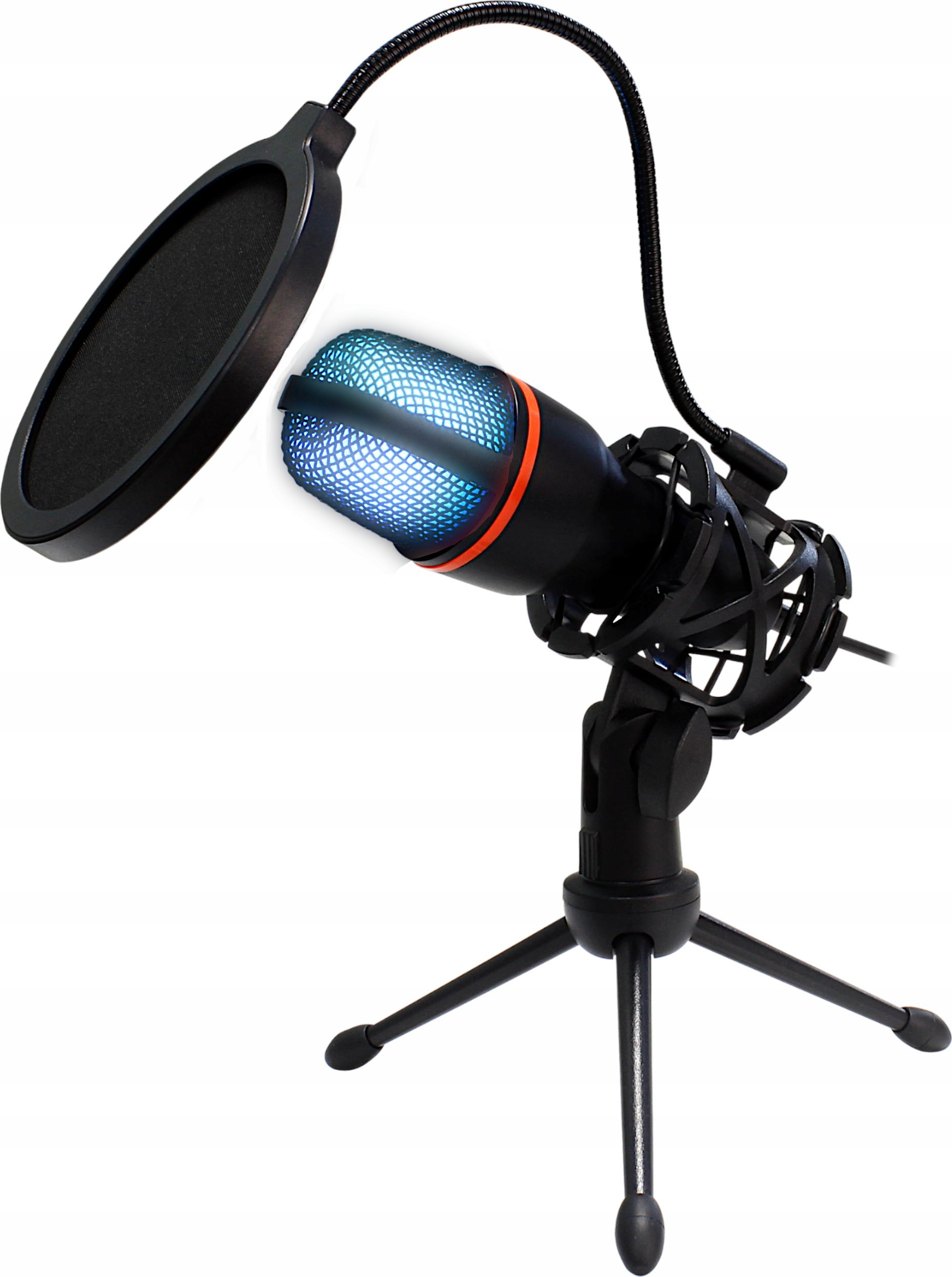 Mikrofon kondenzator BLOW Gaming, USB, me tripod, ndriçim RGB