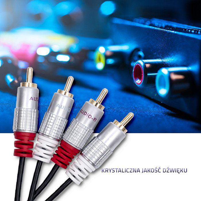 Qoltec 2xRCA Машки до 2xRCA Машки Кабел, 2 м, Црн