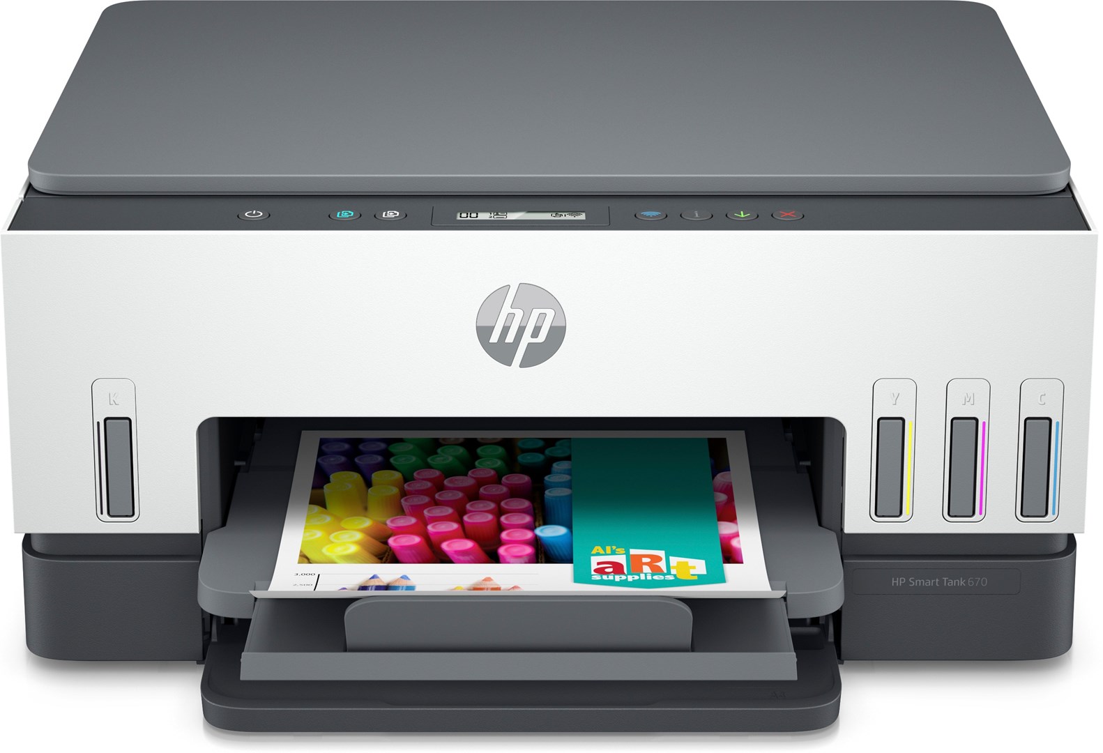 Printer multifunksional HP Smart Tank 670, inkjet, WiFi, i bardhë