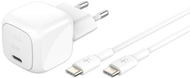Karikues Belkin 30W USB C, PD dhe PPS, me kabllo USB C 1m, i bardhë