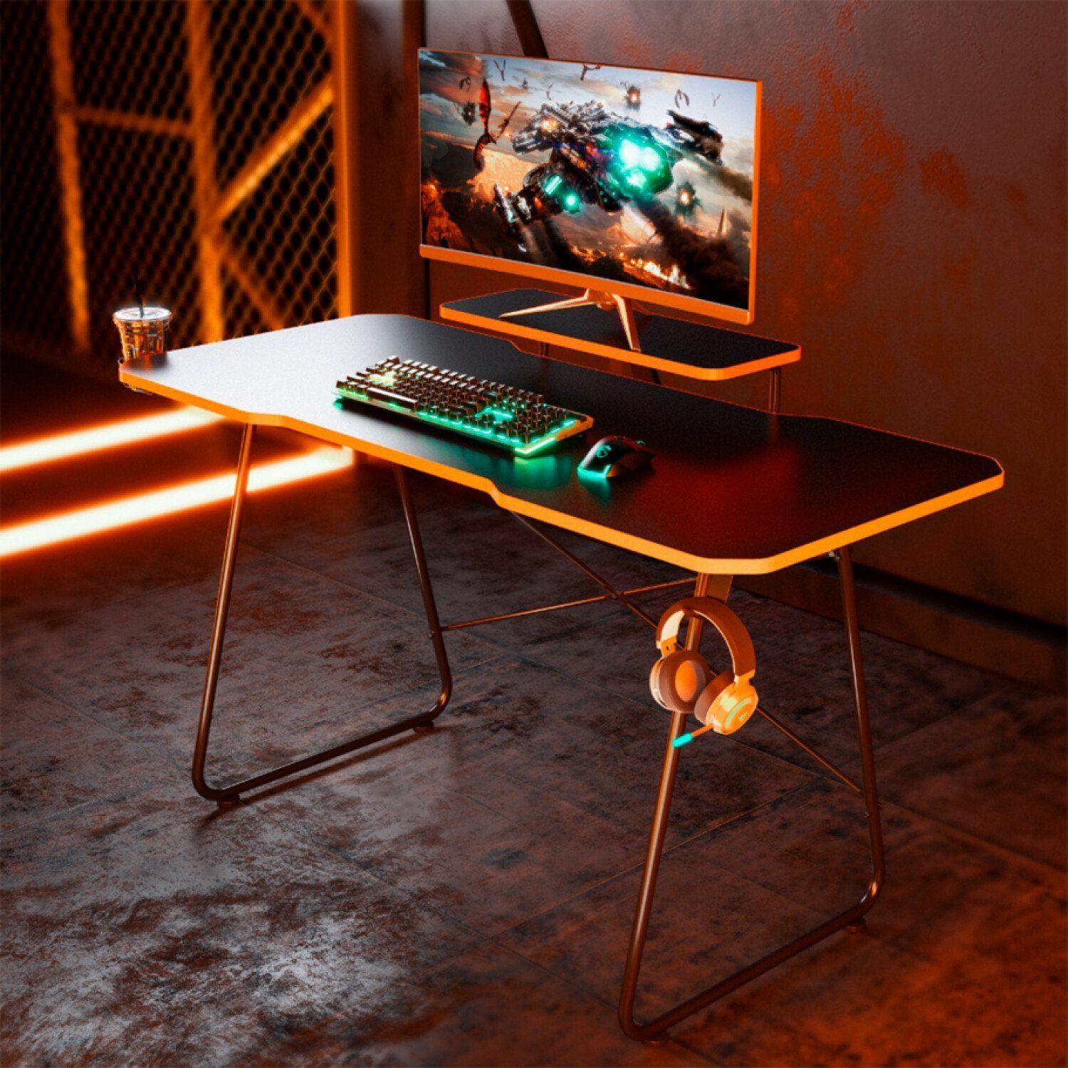 Tavolinë gaming Maclean NanoRS RS170, raft monitori, 85 cm, e zezë