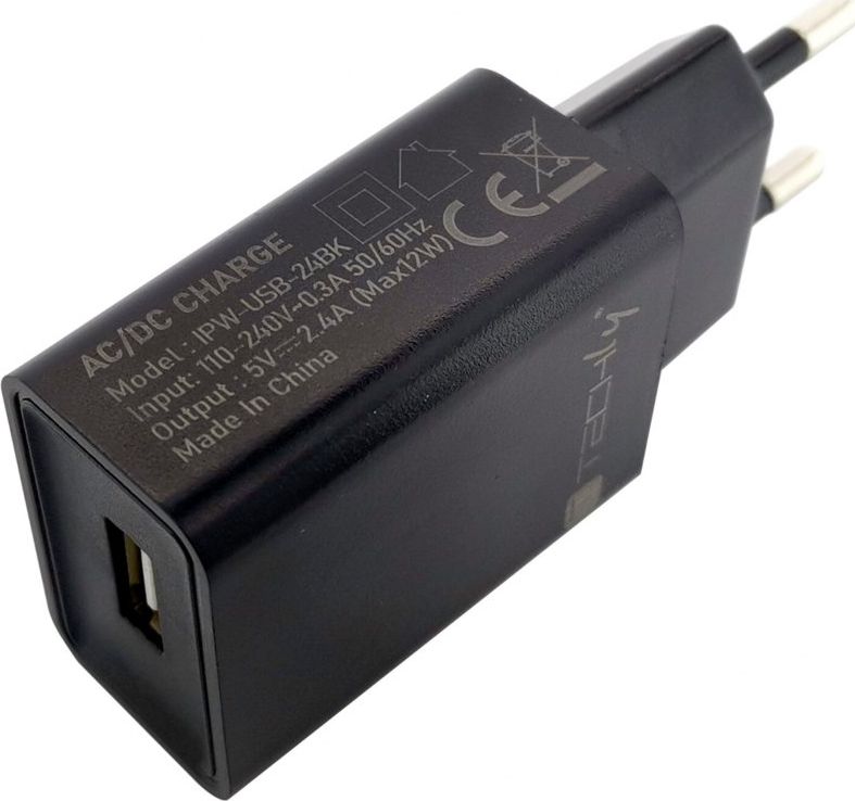 Karikues muri Techly IPW-USB-24BK, 1x USB A 2.4A 12W, universal, i zi