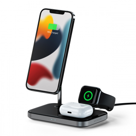 Mbajtëse karikuese Satechi Aluminium 3-in-1 Magnetic Wireless, e zezë