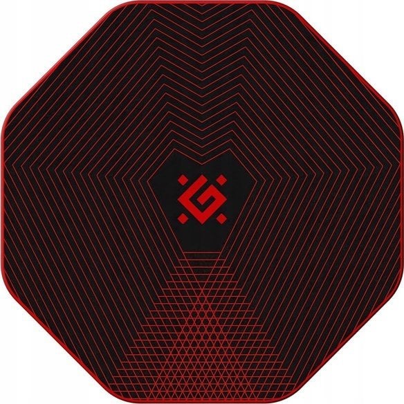 Tapet nën karrige gaming Defender TEKTA, 116 x 116 cm, gome dhe pëlhurë, zi me të kuqe