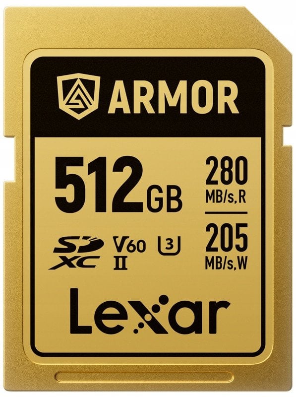 Kartë memorje Lexar Professional GOLD ARMOR, 512GB, SDXC UHS II V60, prej çeliku