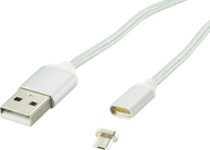 Kabllo USB Blow A në Micro B, 1m, spiral, e bardhë argjendtë