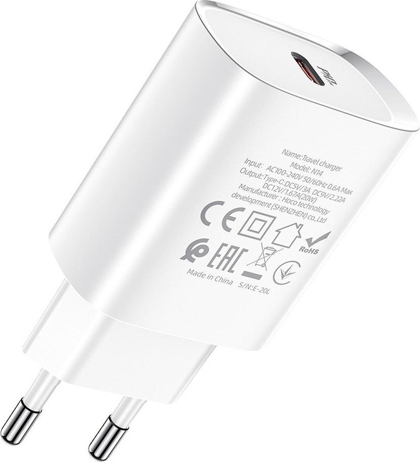 Karikues muri Partner Tele.com N14, 20W PD, 1x USB-C, i bardhë