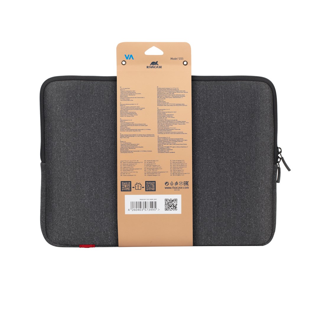Këllëf mbrojtës për laptop RivaCase, 15.6", e hirtë
