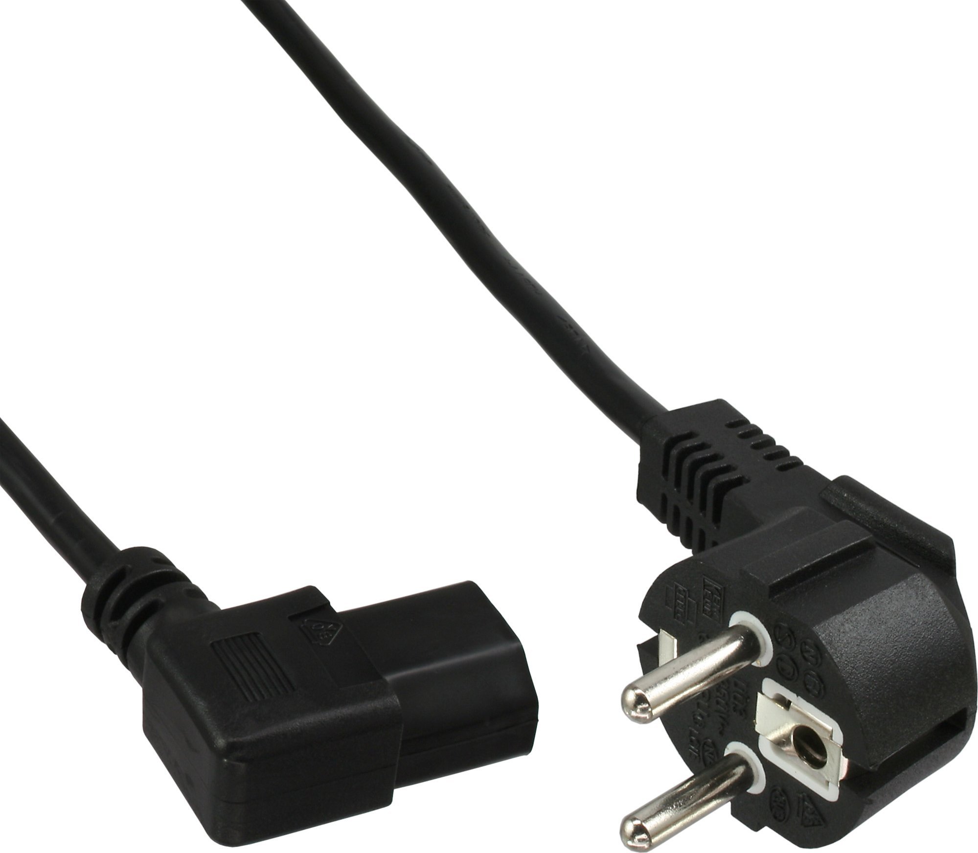 Kabllo rryme InLine Type F në kënd C13 majtas, 0.5m, set 60 copë, e zezë