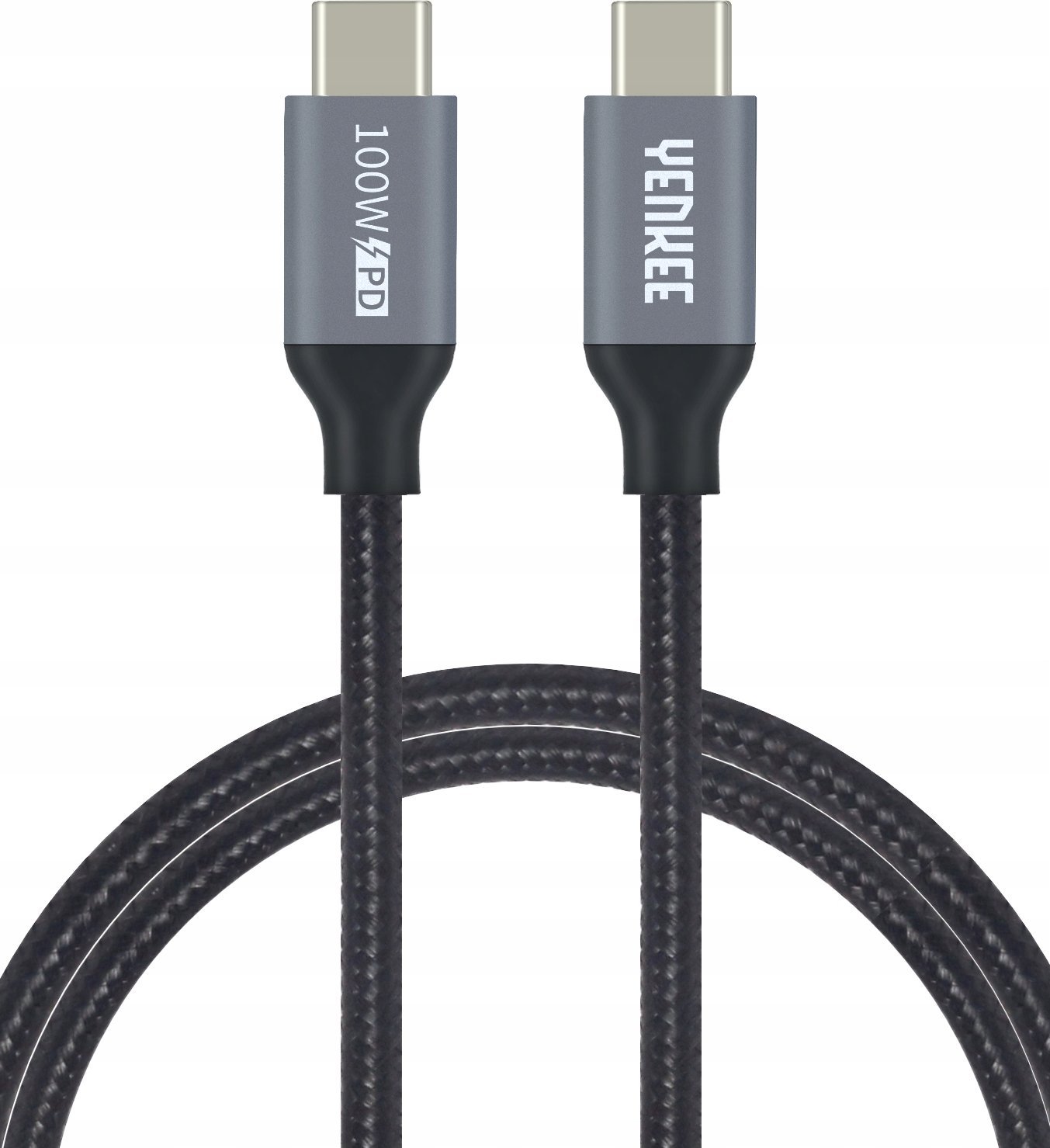 Kabllo USB-C Yenkee YCU 341, USB-C në USB-C, 1.5 m, 100 W, gri