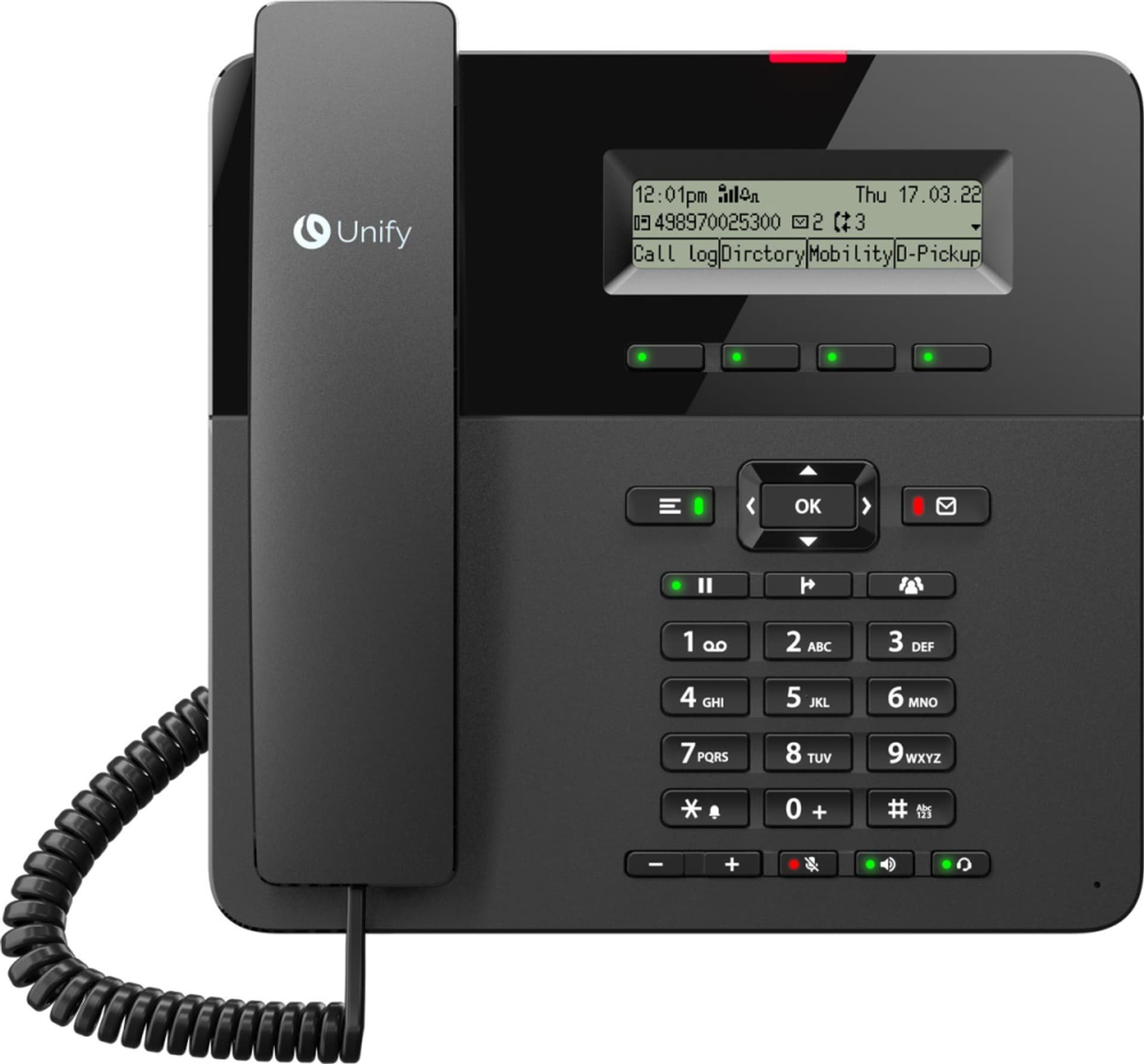 Telefoni fiks Unify OpenScape Desk Phone CP210 Analog, ekran i madh, me USB, i zi