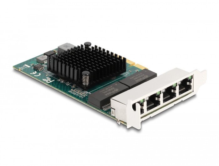Kartë rrjeti Delock PCI Express X4, 4x RJ45 Gigabit LAN, gri