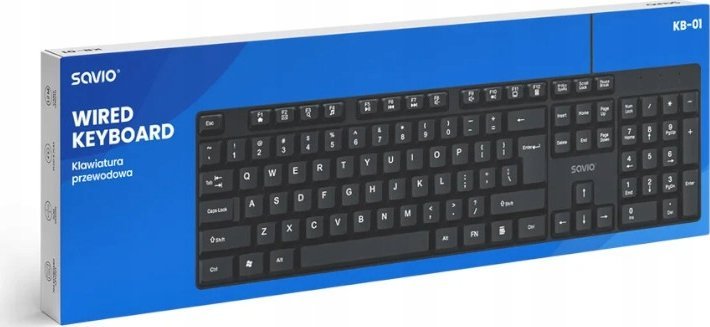 Tастатура Savio KB-01, со кабел, USB, црна