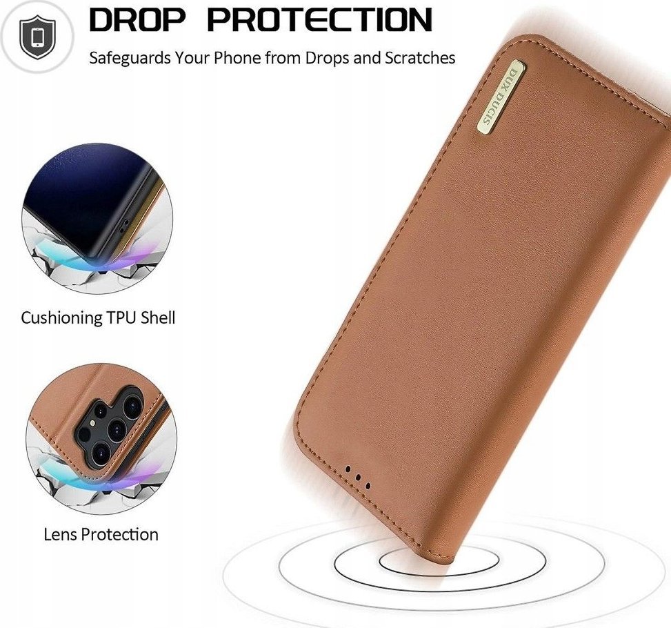 Mbulesë telefoni DUX DUCIS Samsung Galaxy S24 Plus Hivo, me kapak, me xhepa kartash, kafe