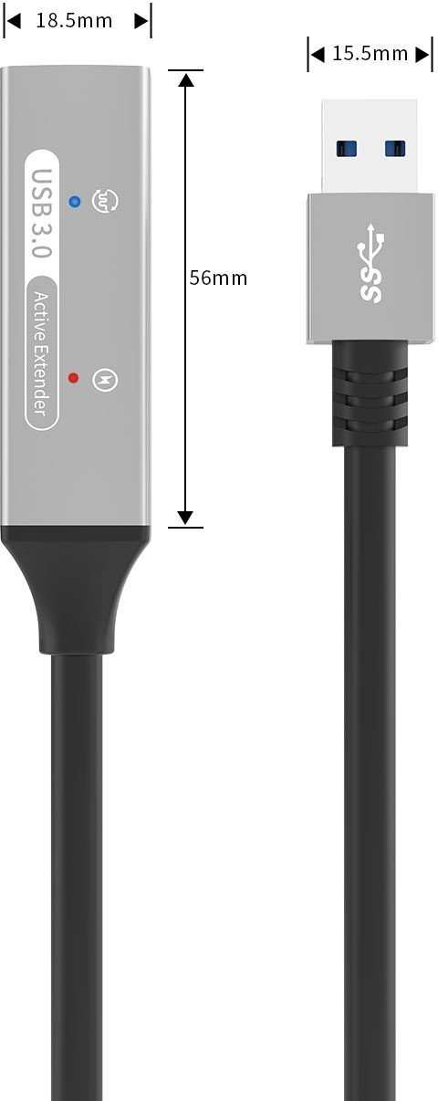 Kabllo zgjatuese USB PremiumCord Active, 5m, USB 3.2 Gen 1 5 Gbit/s, alumini