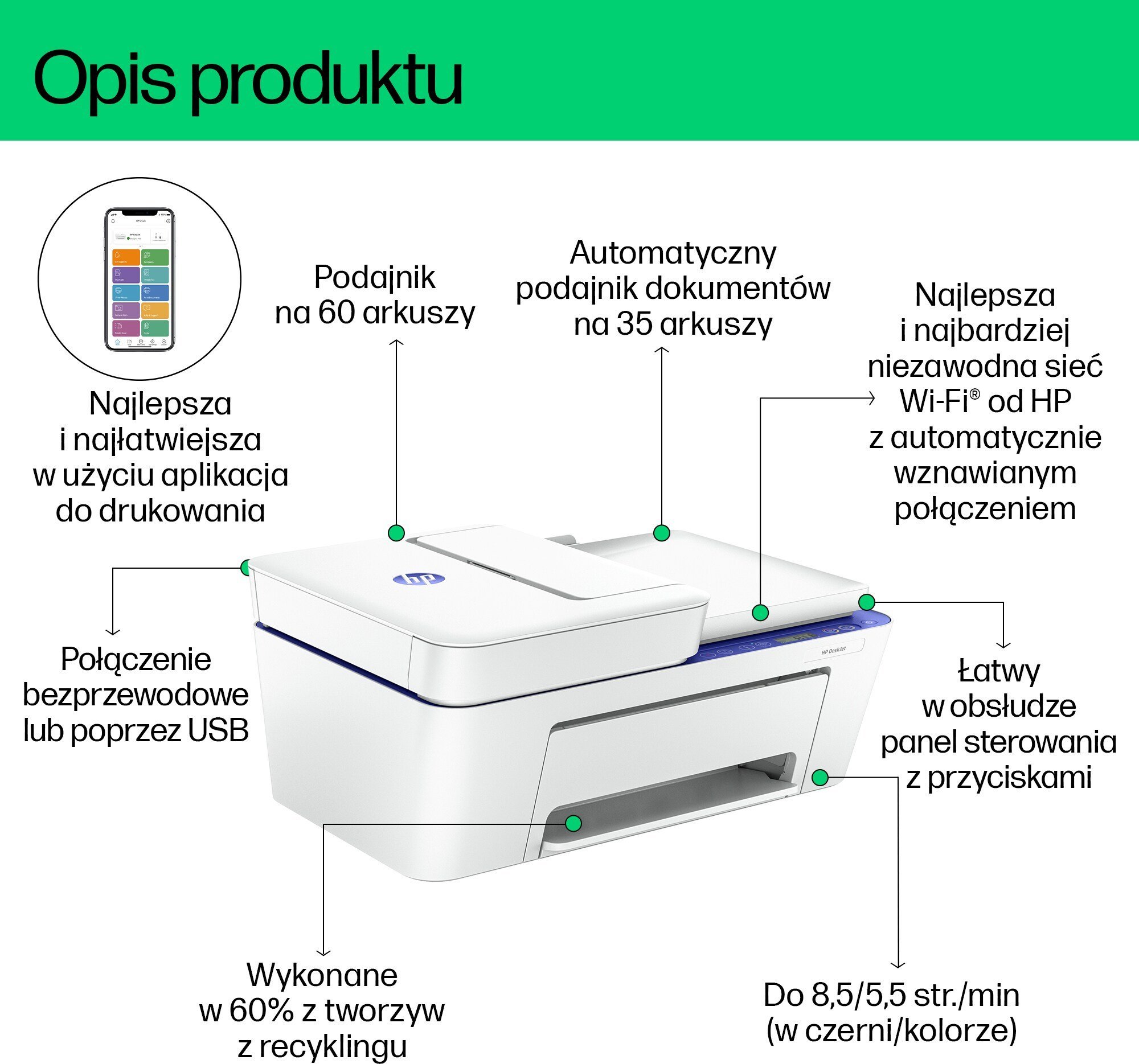Pajisje multifunksionale HP DeskJet 4230e, Inkjet, Wi-Fi, blu