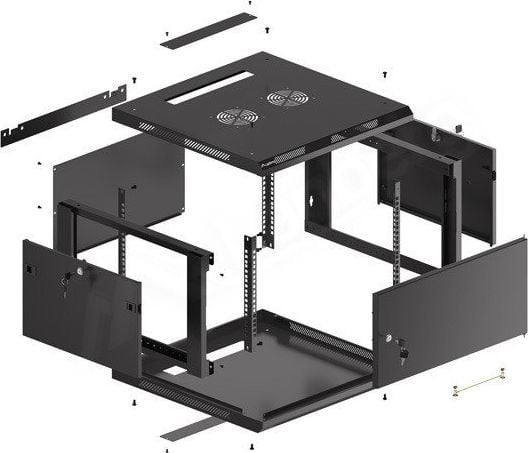Kabinet muri Lanberg WF01-6606-00B, 19", 6U, i zi