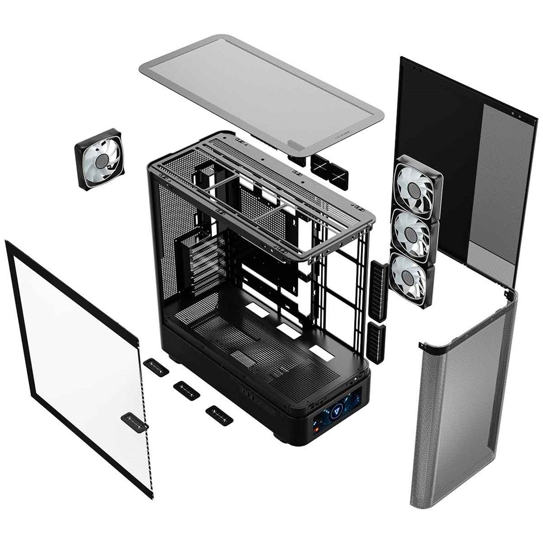 Kasi gaming Modecom Volcano AQ500 ARGB, MIDI tower, ekran LCD, i zi
