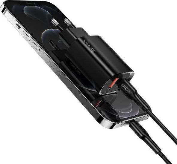 Kokë karikuese Usams T35 1x USB-A 1x USB-C 3 A, e bardhë