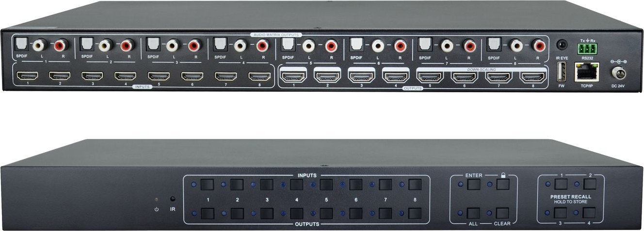 Ndërrues matriks HDMI VivoLink 2.0 8x8, 4K UHD, i zi