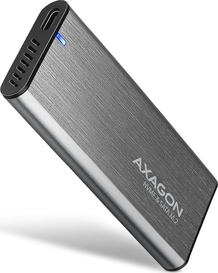 Kuti e jashtme SSD Axagon EEM2-SG2, M.2 NVMe SATA, USB-C 3.2 Gen 2, titanium silver