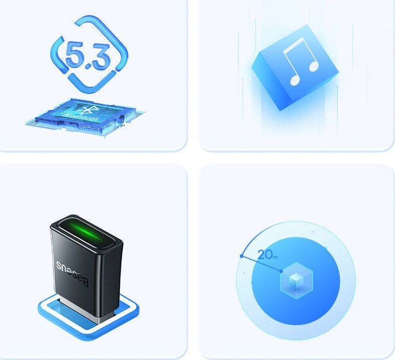 Adaptues Bluetooth Baseus BA07, USB, Bluetooth 5.3, i zi