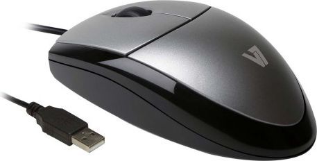 Maus V7 Optical, me kabllo, USB, i zi dhe i argjendtë