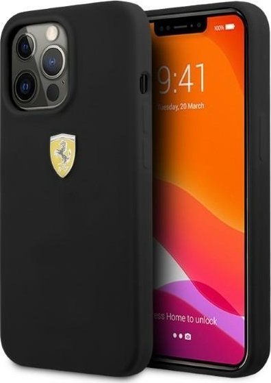 Mbështjellës telefoni Ferrari FESSIHMP13XBK për iPhone 13 Pro Max, silikon, MagSafe, i zi