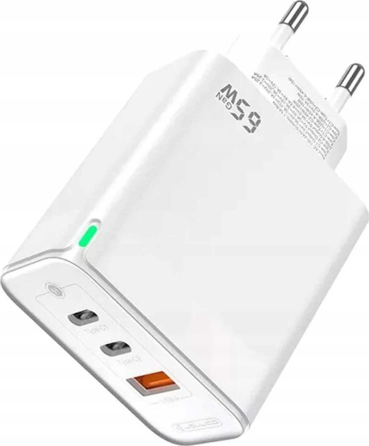 Karikues rrjeti GaN 65W, 2x USB C, USB A, me kabllo USB C