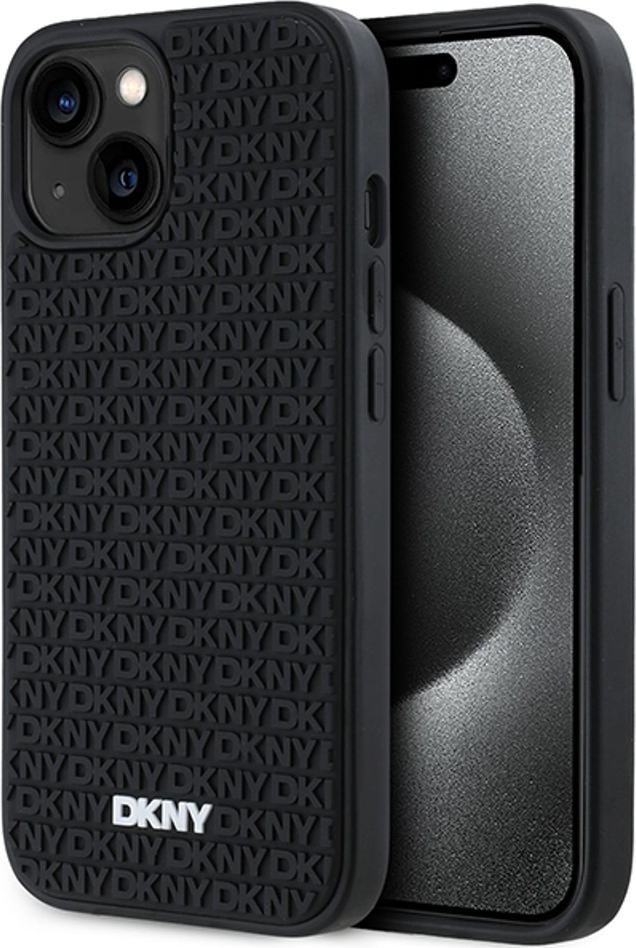 Mbështjellës telefoni DKNY DKHCP15S3DRPWK, për iPhone 15 14 13 6.1", hardcase 3D rubber, i zi